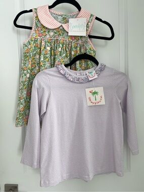 NEW 2 Shrimp & Grits Kids Tops Floral Gingham Cottagecore Southern NWT.    23